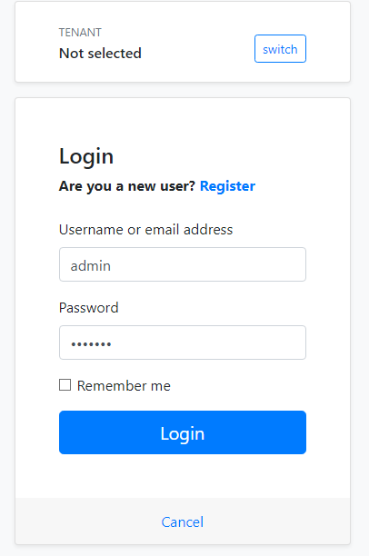 login with admin username and 1q2w3E* password.