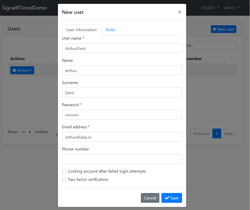 create a new user