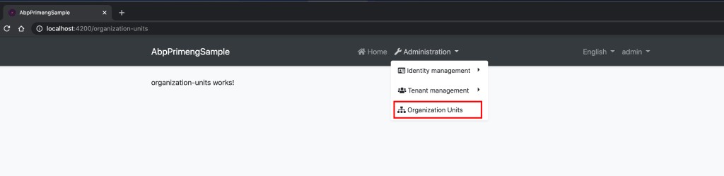 organization units menu navigation item