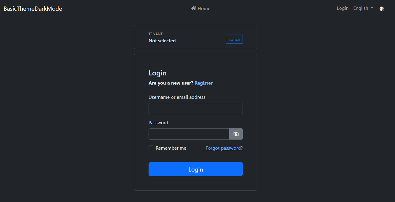 Login Page in Dark Mode